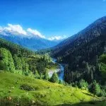 Lidder valley meadow and river near Pahalgam, Kashmir